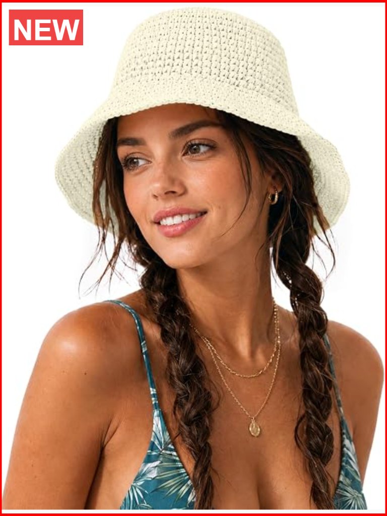 Xl Straw Bucket Hat, Large Travel Beach Sun Hat Upf 50 Packable Floppy Brim